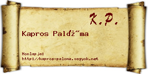 Kapros Palóma névjegykártya